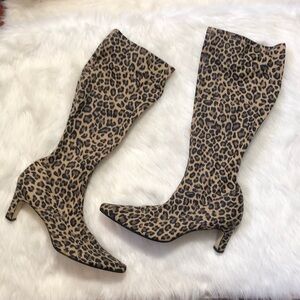 Vaneli leopard print boots with heel women’s 10